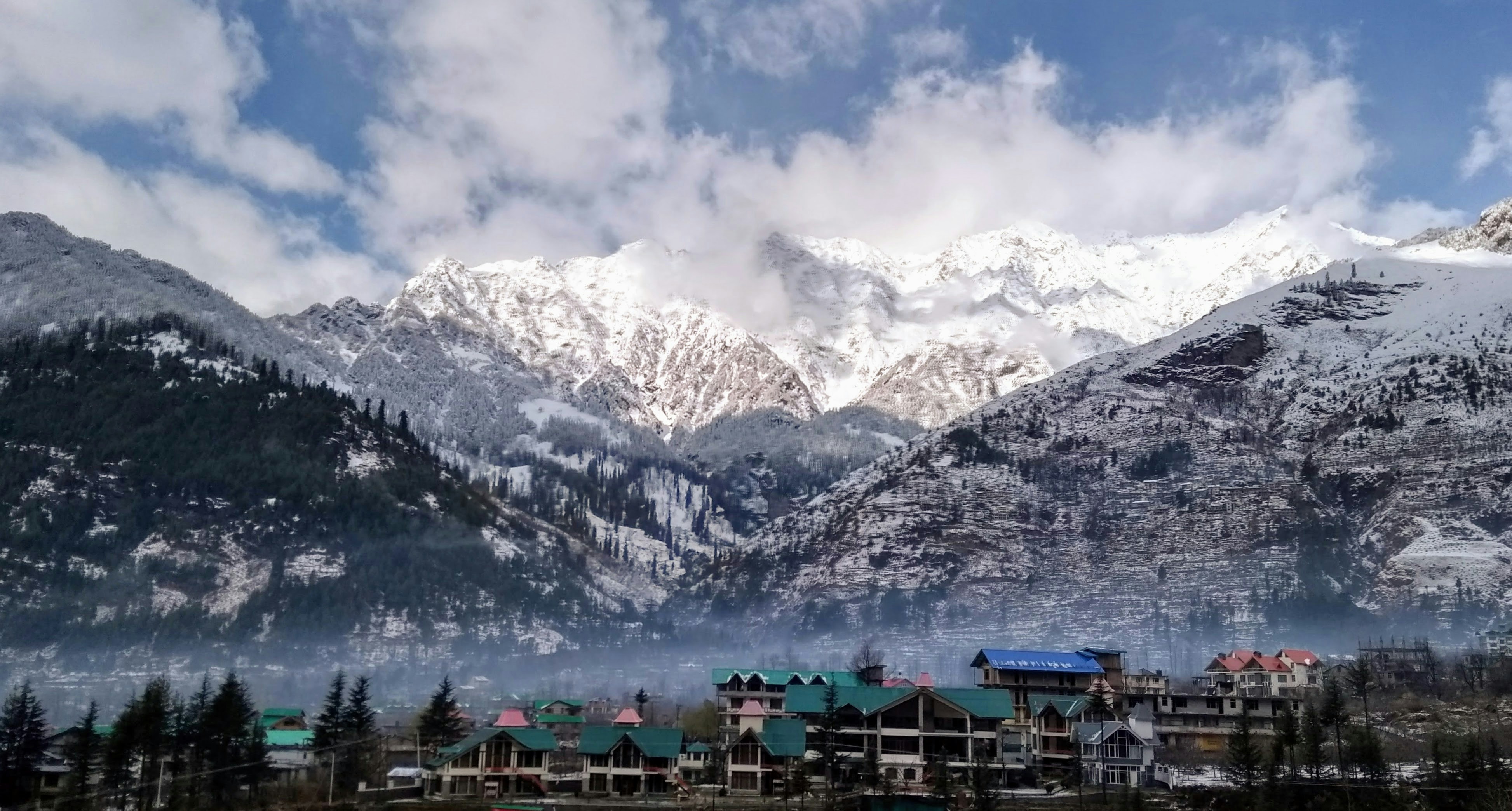 Snow-capped peaks above Manali, Himachal Pradesh